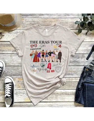 Camiseta Eras Tour para mujeres y niñas, diseño inspirado en Taylor Swift.