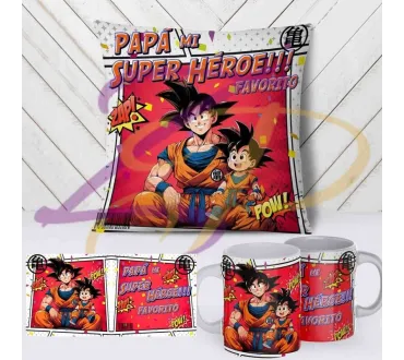 Pack Cojín + Taza Superpadres - Un regalo épico para papá.