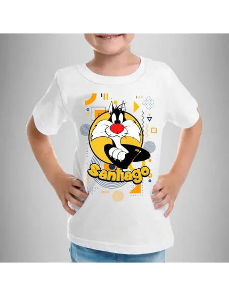camiseta dibujos animados personalizada para niños con nombre y edad