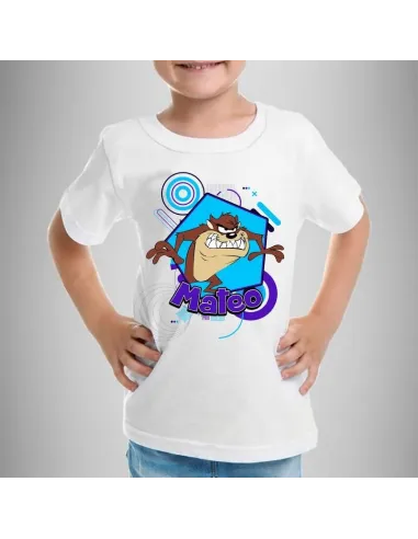 camiseta dibujos animados personalizada para niños con nombre y edad