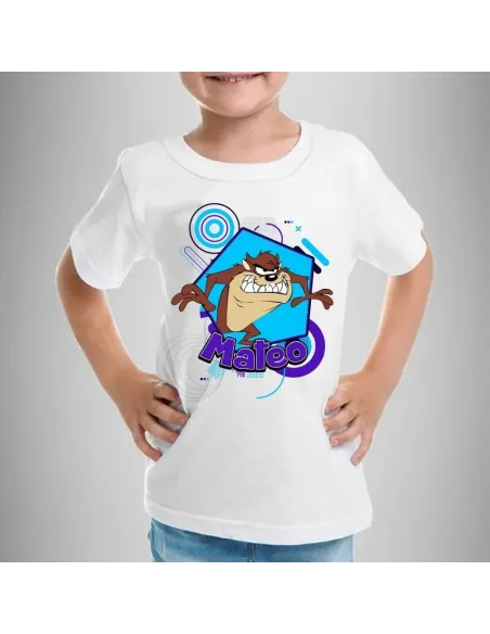 camiseta dibujos animados personalizada para niños con nombre y edad