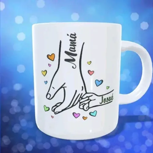Taza Mano de Mamá con Hijos