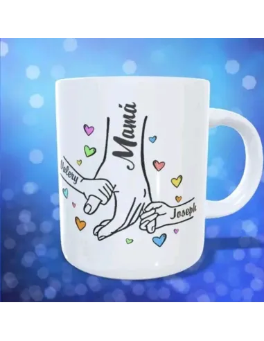 Taza Mano de Mamá con Hijos