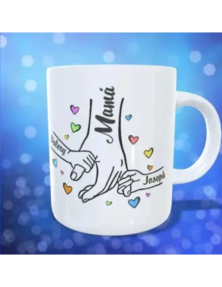 Taza Mano de Mamá con Hijos