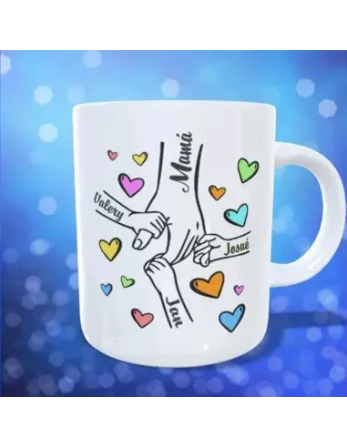 Taza Mano de Mamá con Hijos