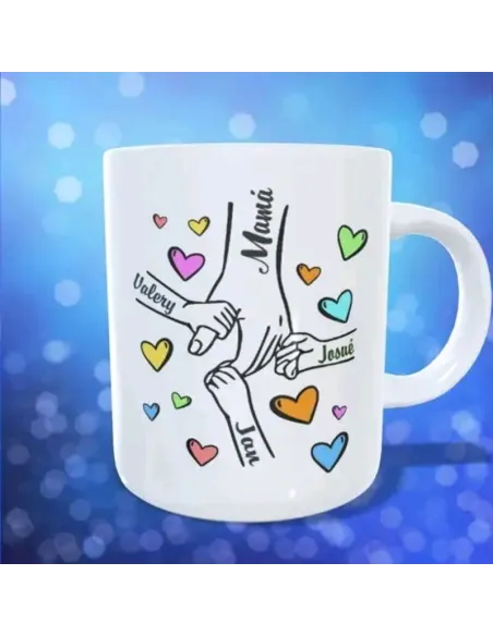 Taza Mano de Mamá con Hijos