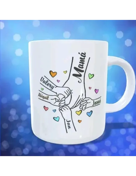Taza Mano de Mamá con Hijos