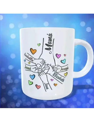 Taza Mano de Mamá con Hijos