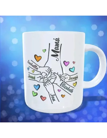 Taza Mano de Mamá con Hijos