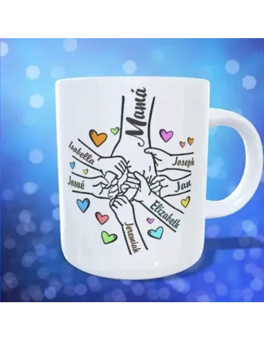 Taza Mano de Mamá con Hijos