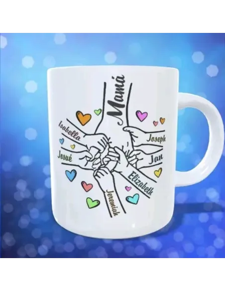 Taza Mano de Mamá con Hijos
