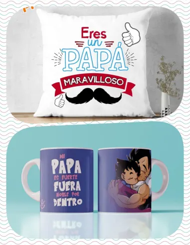 Pack Día del Padre Cojín El Mejor Papá del Mundo y Taza