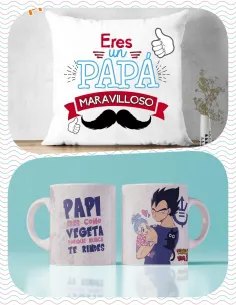 Pack Día del Padre Cojín El Mejor Papá del Mundo y Taza