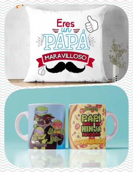Pack Día del Padre Cojín El Mejor Papá del Mundo y Taza
