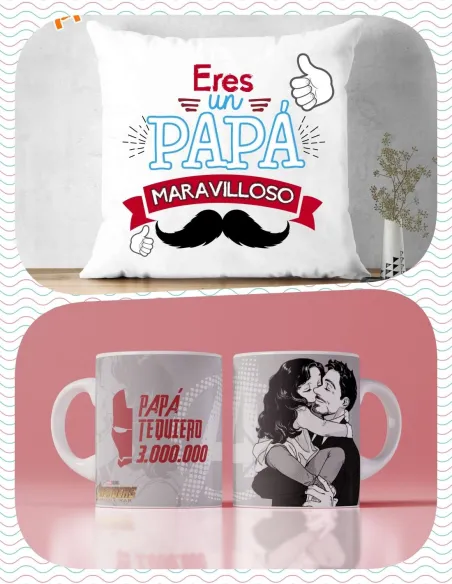 Pack Día del Padre Cojín El Mejor Papá del Mundo y Taza