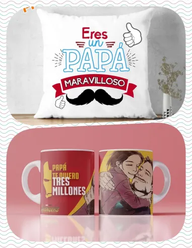 Pack Día del Padre Cojín El Mejor Papá del Mundo y Taza