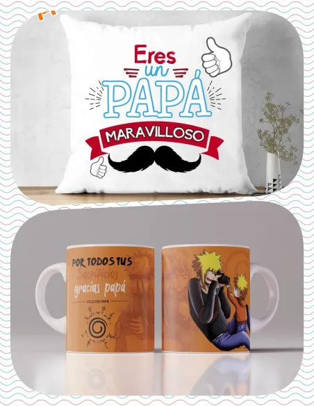 Pack Día del Padre Cojín El Mejor Papá del Mundo y Taza