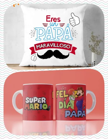 Pack Día del Padre Cojín El Mejor Papá del Mundo y Taza