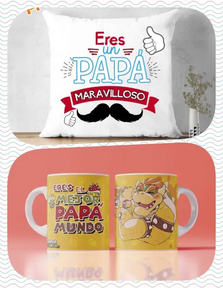 Pack Día del Padre Cojín El Mejor Papá del Mundo y Taza