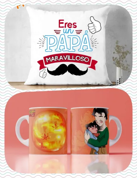 Pack Día del Padre Cojín El Mejor Papá del Mundo y Taza
