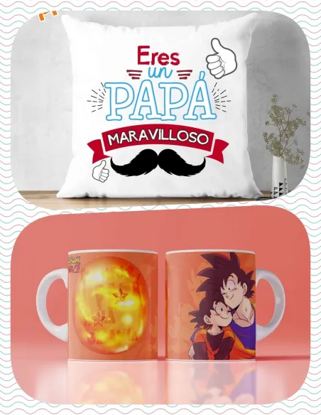 Pack Día del Padre Cojín El Mejor Papá del Mundo y Taza
