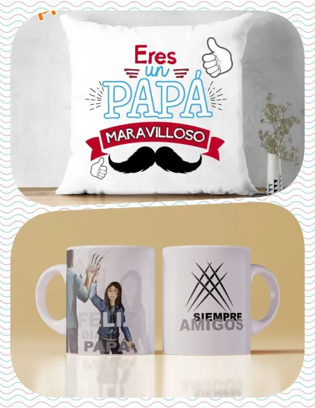 Pack Día del Padre Cojín El Mejor Papá del Mundo y Taza