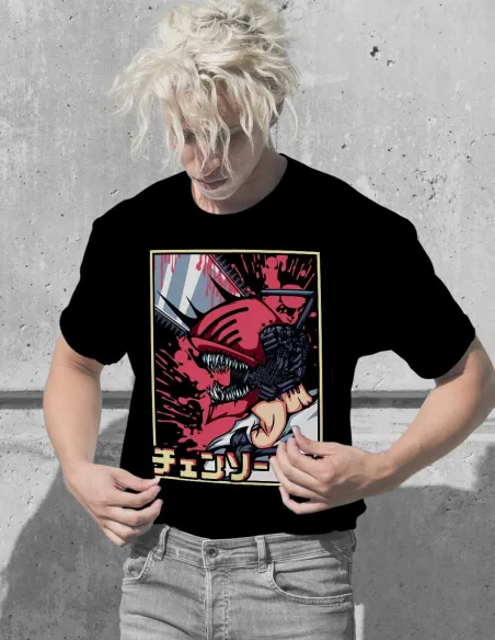 Estampado de alta calidad en Camiseta Anime Chainsaw Man - perfecta para fans del manga y anime