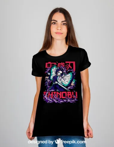 Camiseta Anime Shinobu unisex con estampado DTF de alta calidad – Ropa otaku