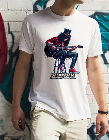 Camiseta Blanca Guns N' Roses diseño de Slash