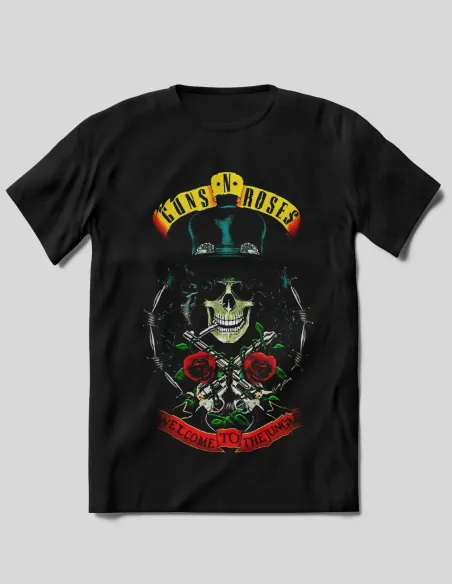 Camiseta rock 100% algodón negra