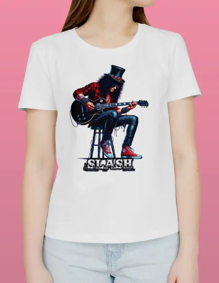 Camiseta rock 100% algodón blanca