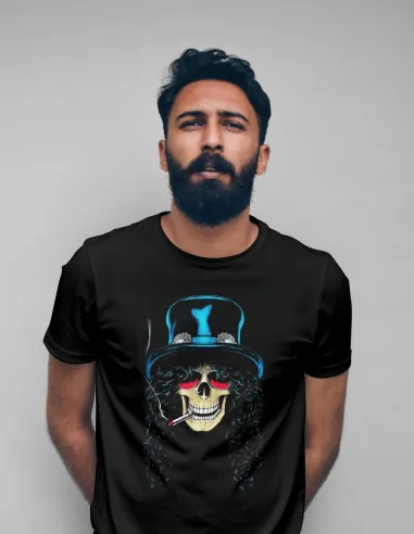 Camiseta rock negra algodón