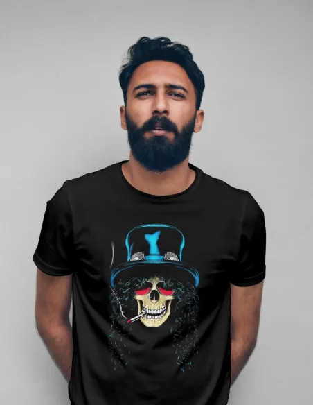 Camiseta rock negra algodón
