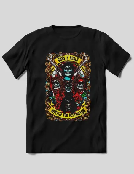 Camiseta banda Guns estampado calaveras