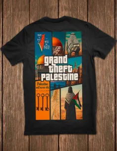 Camiseta Grand Theft Palestine diseño estilo GTA