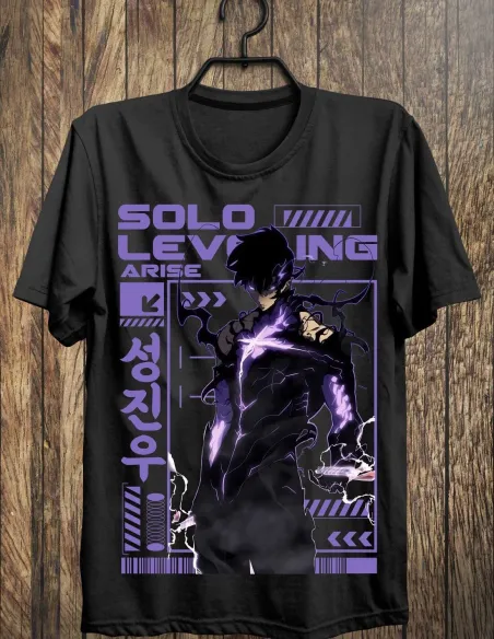Camiseta Solo Leveling en impresión DTF 100% algodón 165g