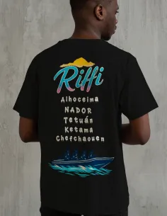 Camiseta Riffi con diseño DTF y bordado amazigh exclusivo
