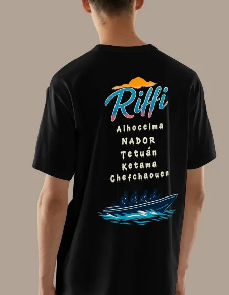 Camiseta Riffi con diseño DTF y bordado amazigh exclusivo