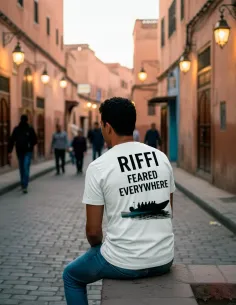 Camiseta Riffi Feared Everywhere con bordado Amazigh y palabra Rifeño