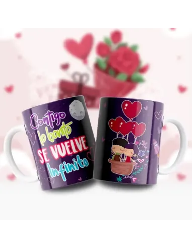 Taza Contigo lo Bonito se Vuelve Infinito - Regalo Especial con Mensaje de Amor