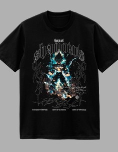 Camiseta Born of Shadows negra diseño anime