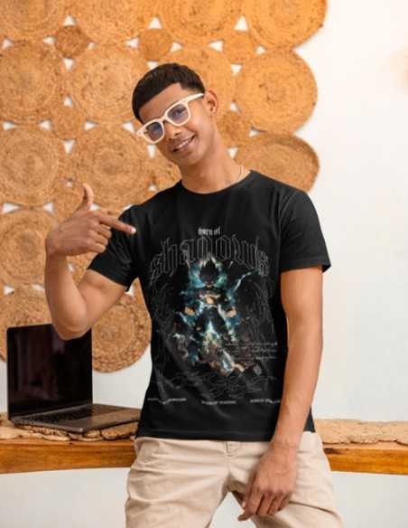 Camiseta Born of Shadows negra diseño anime