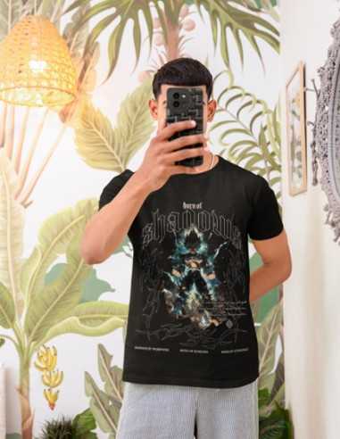 Camiseta Born of Shadows negra diseño anime